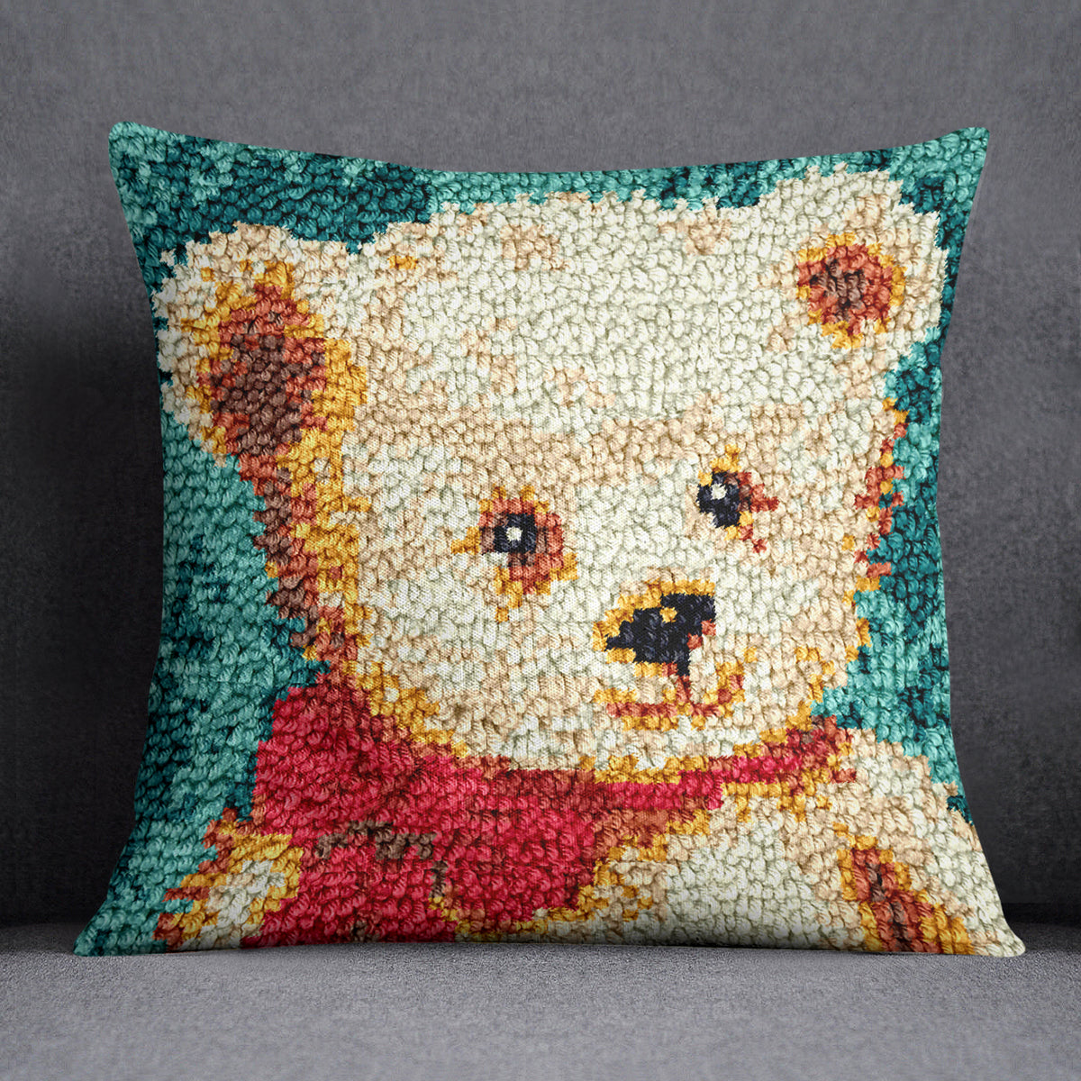 Charming Teddy Bear - Latch Hook Pillow Kit