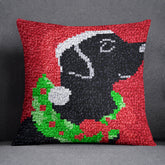 Festive Pup Portrait - Latch Hook Pillow Kit