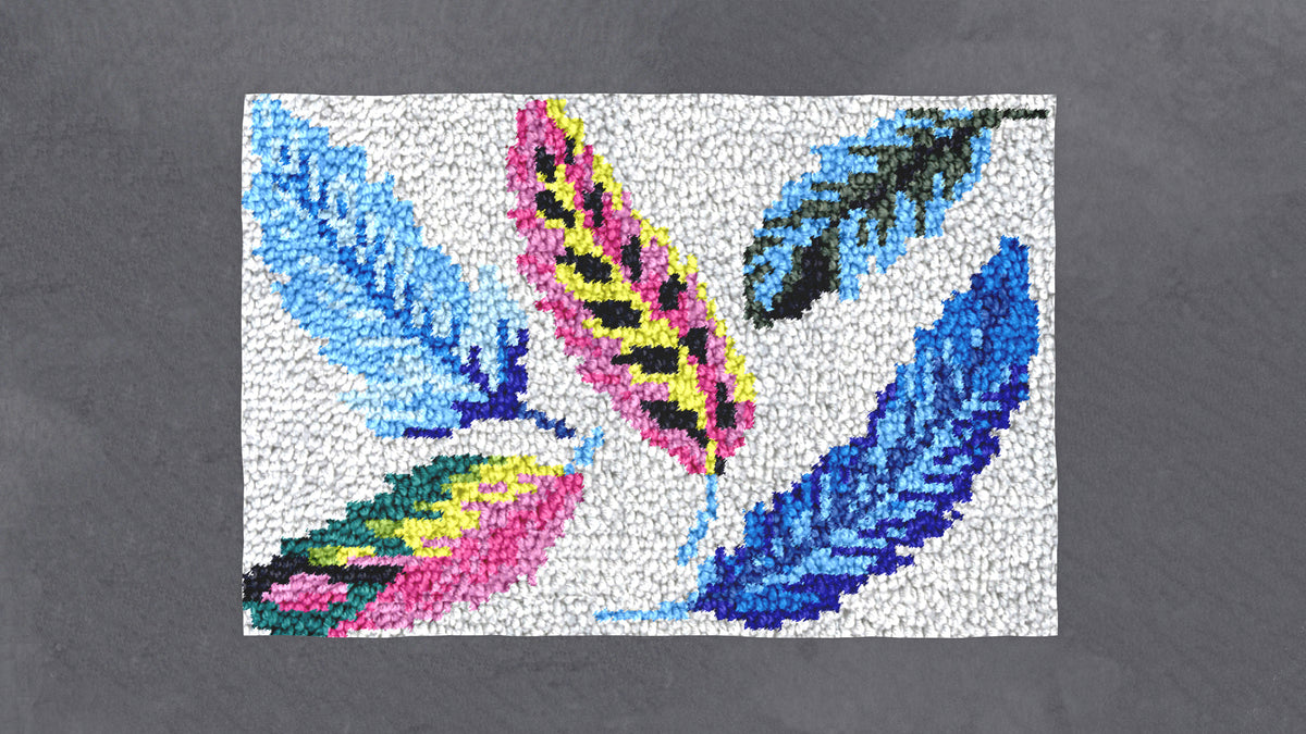 Vibrant Feather Mosaic - Latch Hook Rug Kit