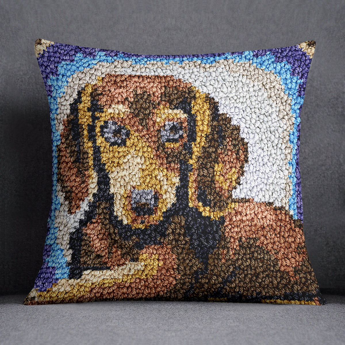 Dachshund Delight - Latch Hook Pillow Kit