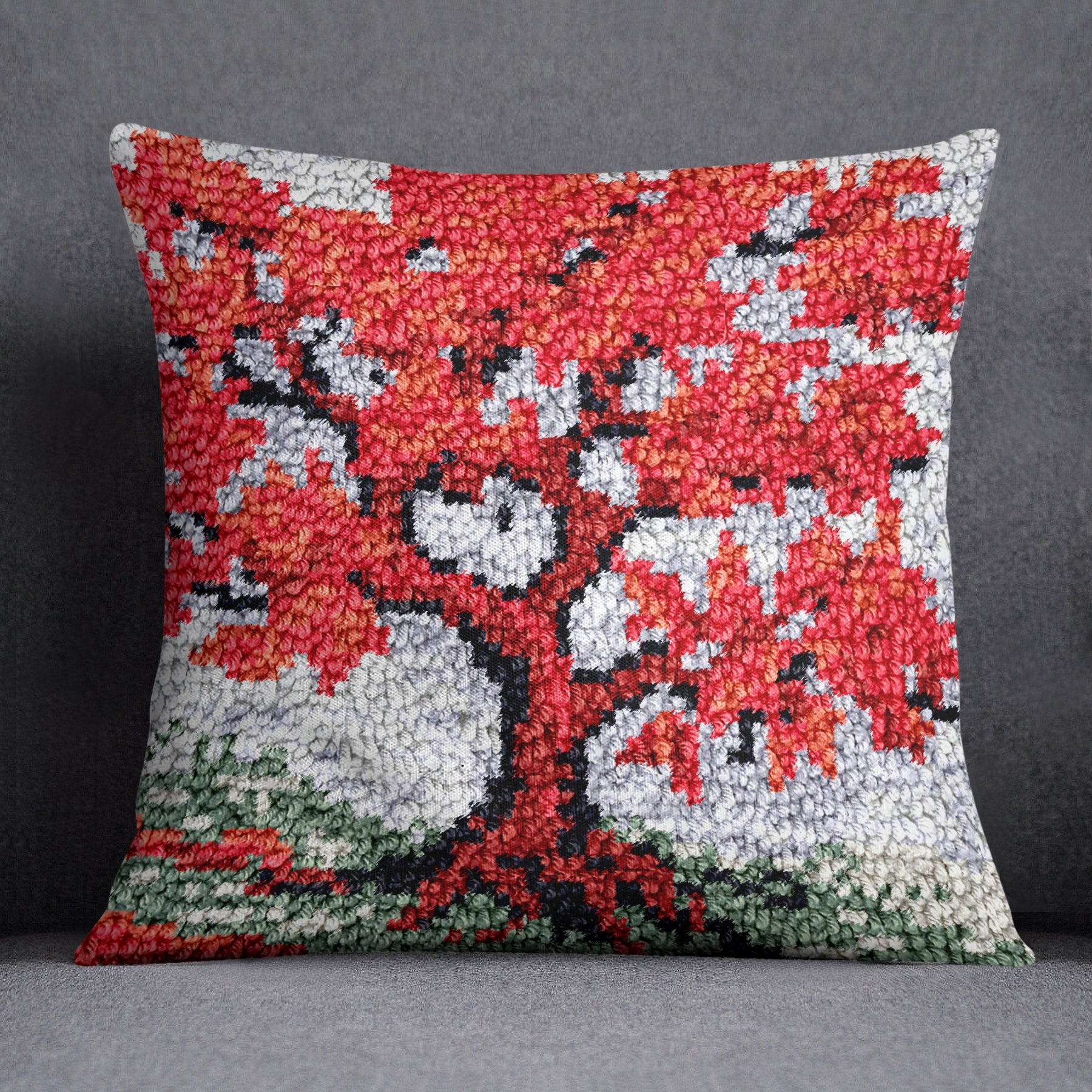 Vibrant Autumn Tree - Latch Hook Pillow Kit