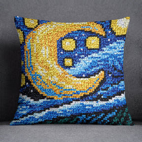 Cosmic Whispers: Celestial Night - Latch Hook Pillow Kit