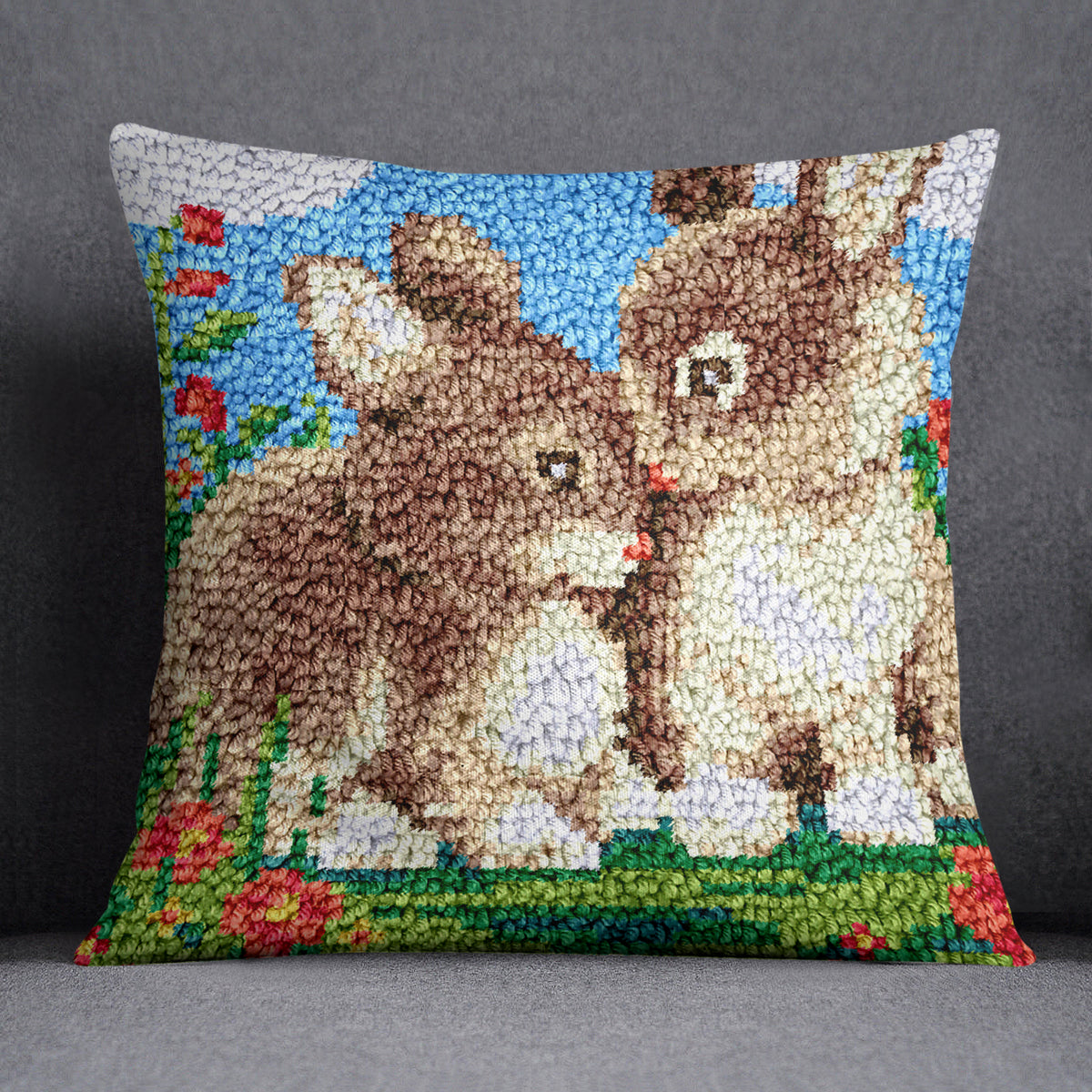 Whimsical Bunny Love - Latch Hook Pillow Kit