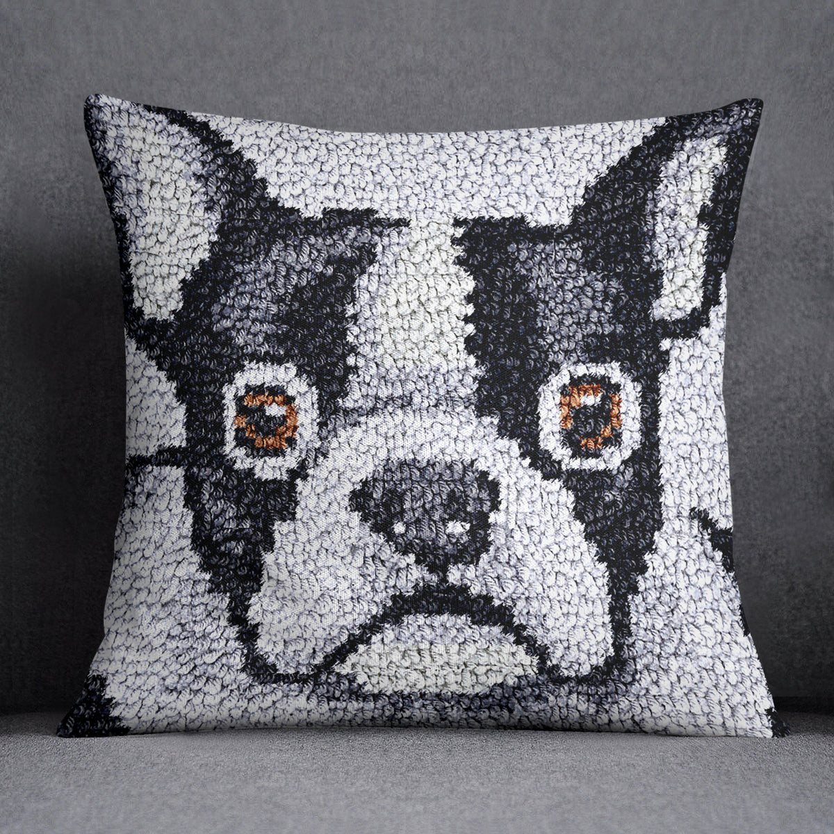 Charming Vintage Boston Terrier - Latch Hook Pillow Kit