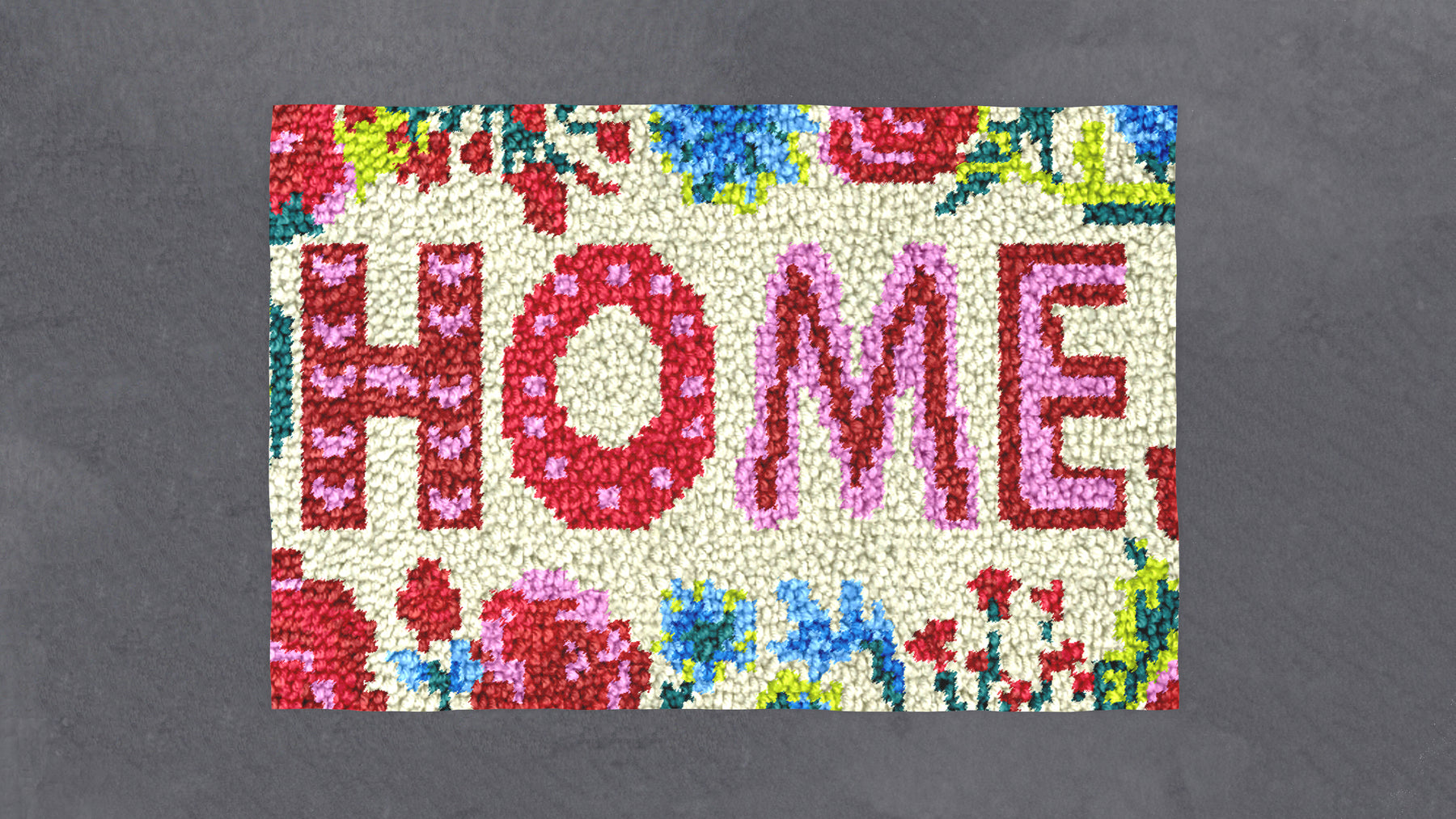 Floral Home Welcome Mat - Latch Hook Rug Kit