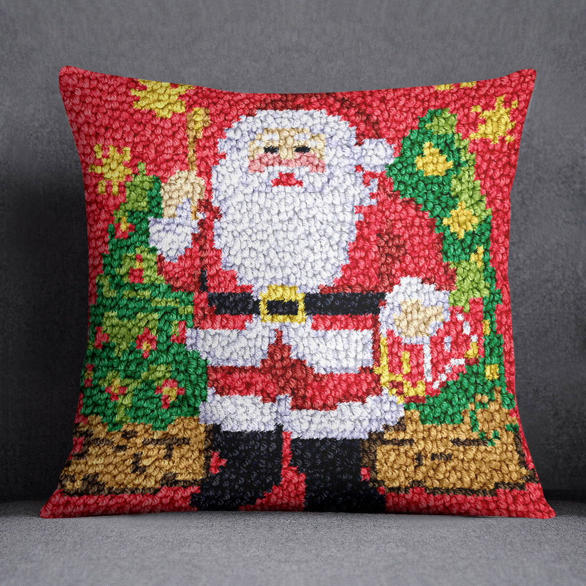 Jolly Santa Claus Art Piece - Latch Hook Pillow Kit