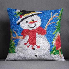 Whimsical Snowman Delight - Latch Hook Pillow Kit