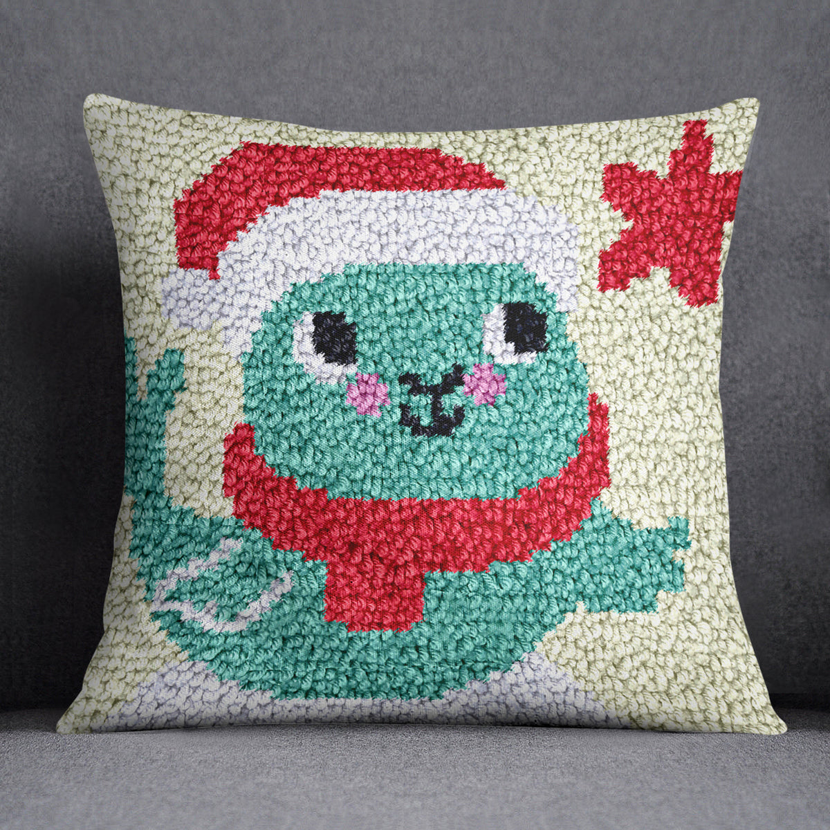 Cheerful Christmas Creature - Latch Hook Pillow Kit