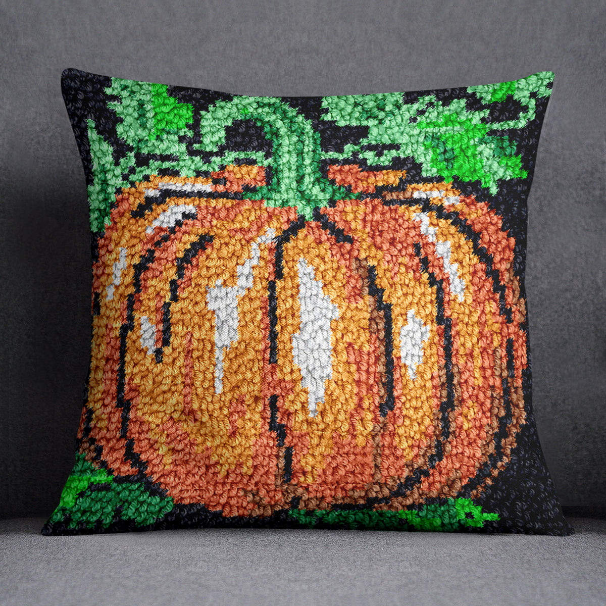 Harvest Glow: Autumn Pumpkin - Latch Hook Pillow Kit