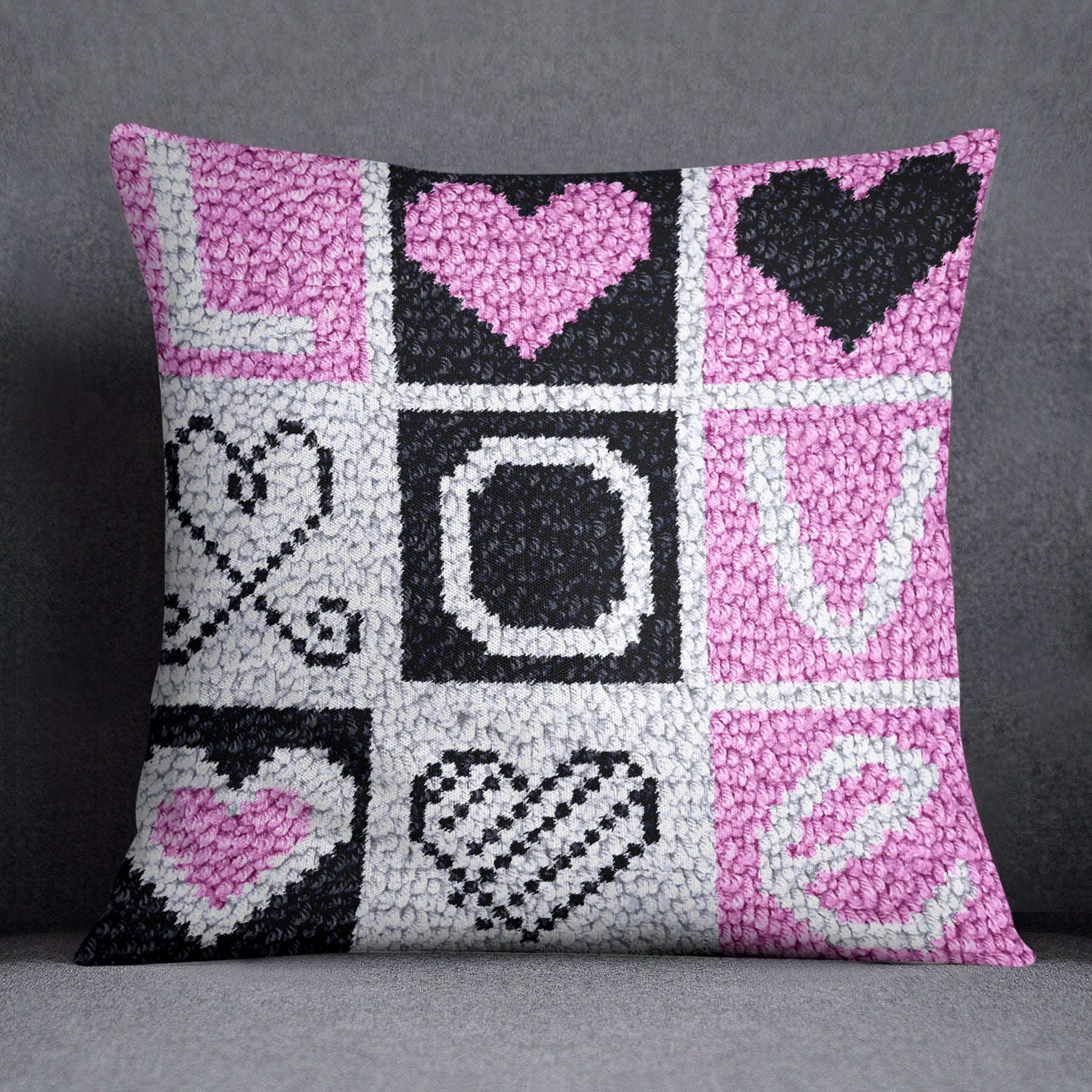 Love in Color: A Whimsical Expression - Latch Hook Pillow Kit