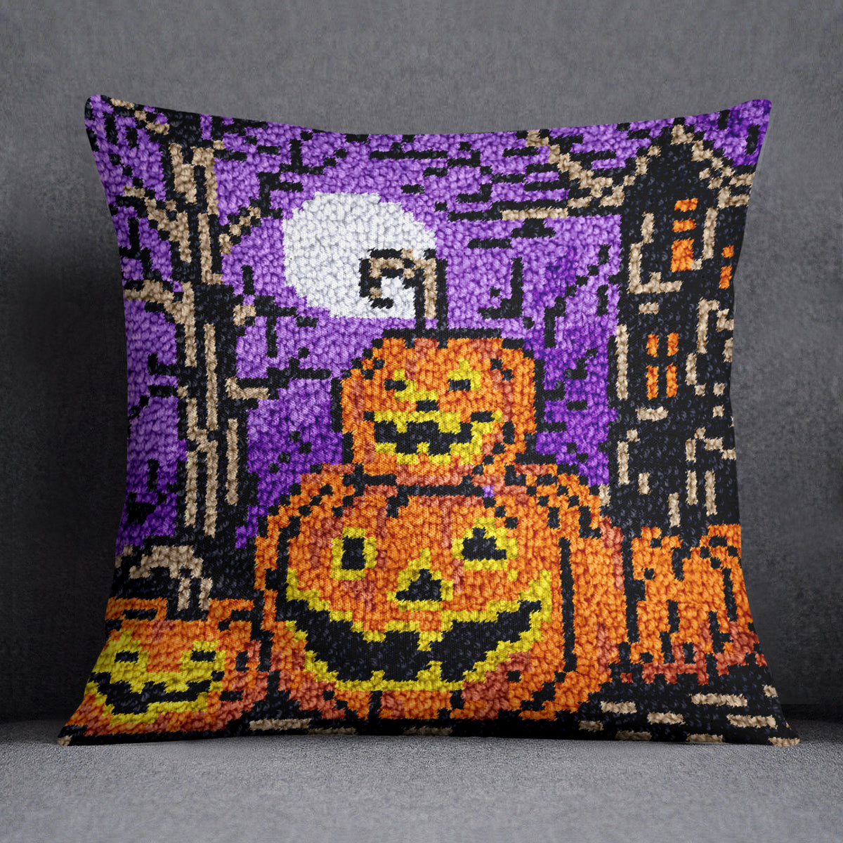 Spooky Pumpkin Patch - Latch Hook Pillow Kit