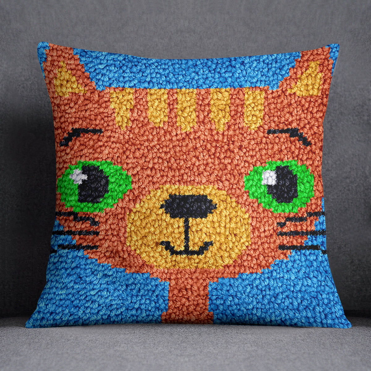 Whimsical Cat Design - Latch Hook Pillow Kit