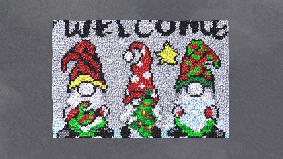 Charming Gnome Welcome Mat - Latch Hook Rug Kit