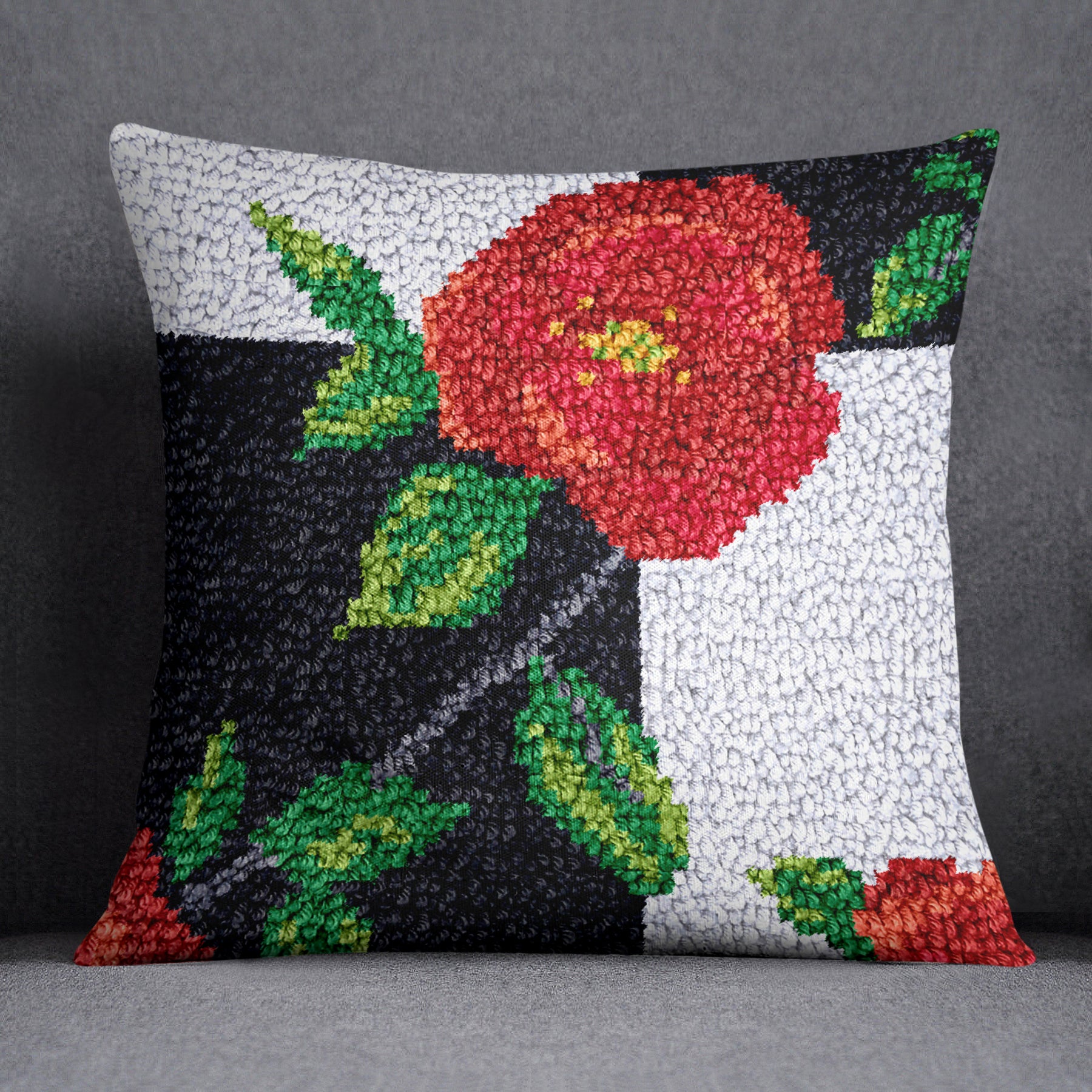 Bold Blossom Tapestry - Latch Hook Pillow Kit