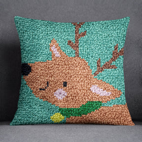 Cheerful Holiday Reindeer - Latch Hook Pillow Kit