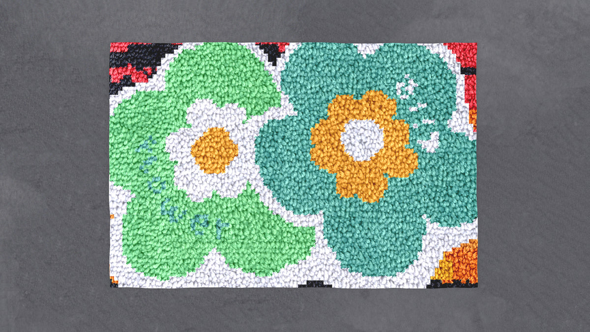 Vibrant Floral Harmony - Latch Hook Rug Kit