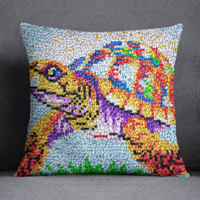 Vibrant Turtle Art - Latch Hook Pillow Kit