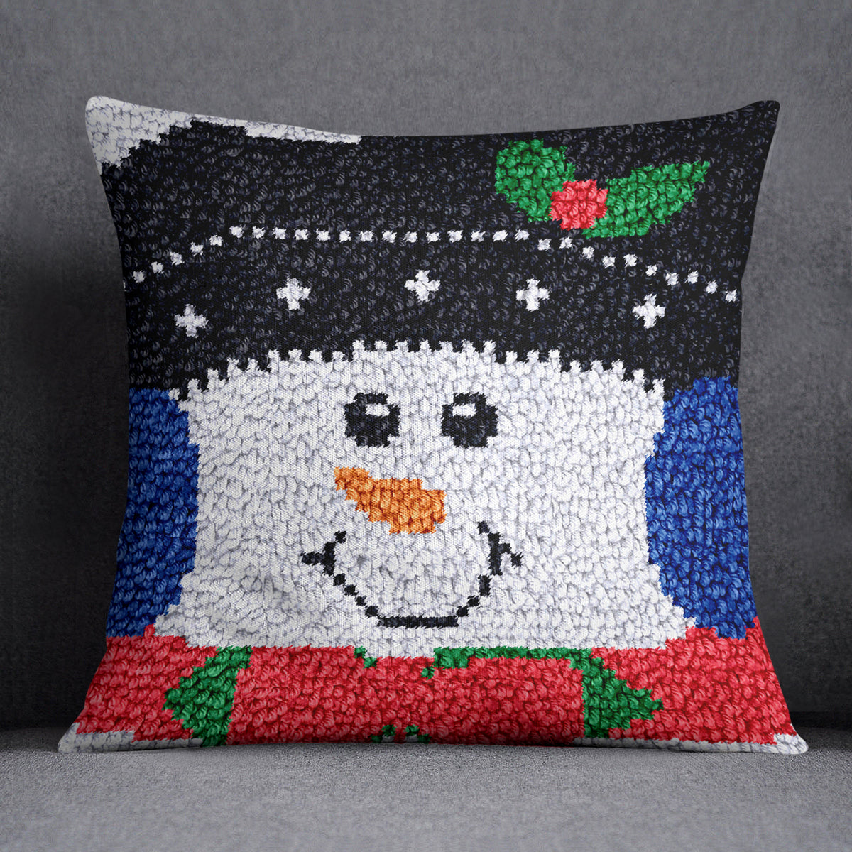 Cheerful Snowman Greetings - Latch Hook Pillow Kit