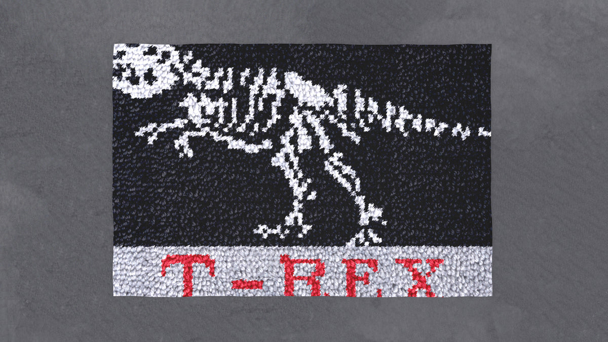 Dino Delight: T-Rex Rug - Latch Hook Rug Kit