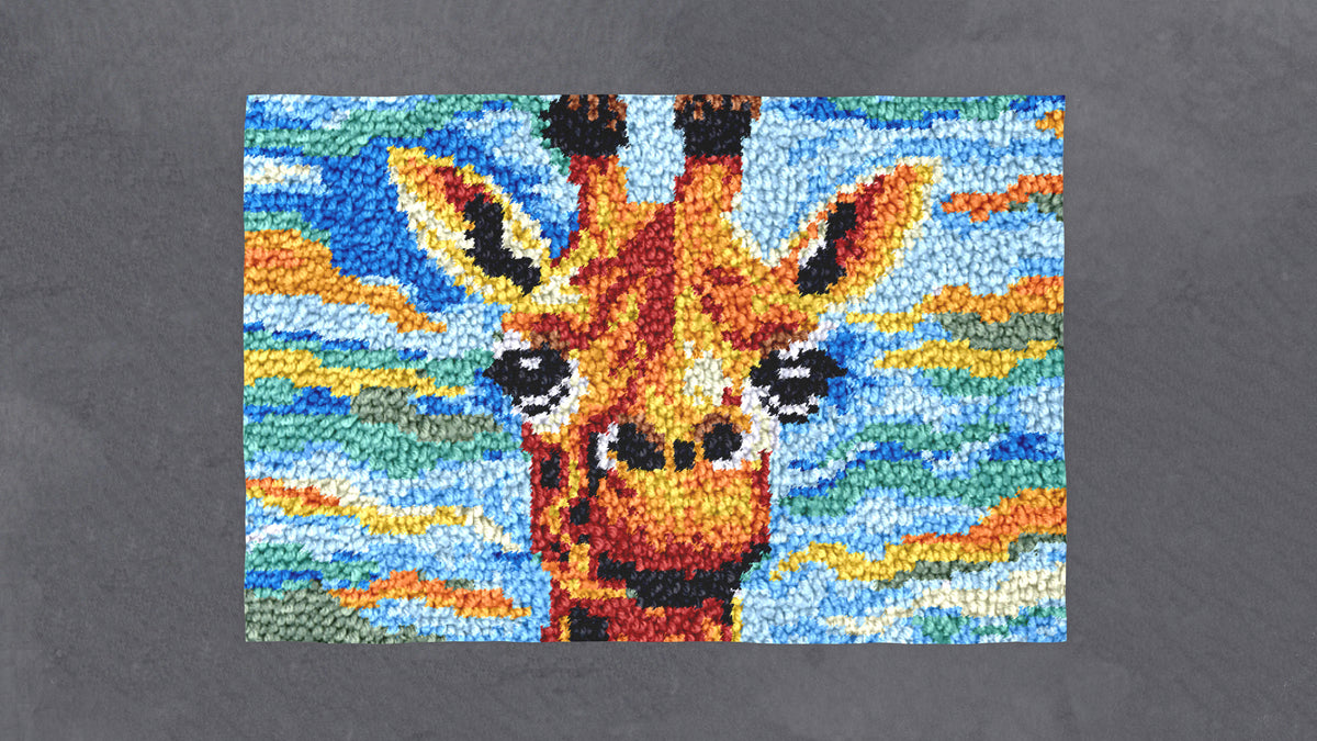 Giraffe in Vibrant Skies - Latch Hook Rug Kit