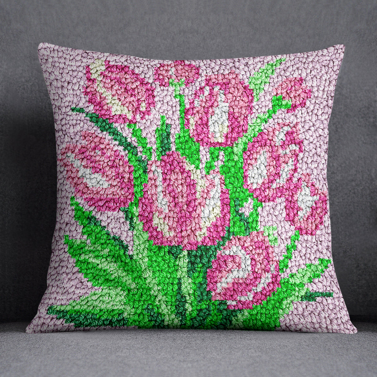 Blooming Tulips - Latch Hook Pillow Kit