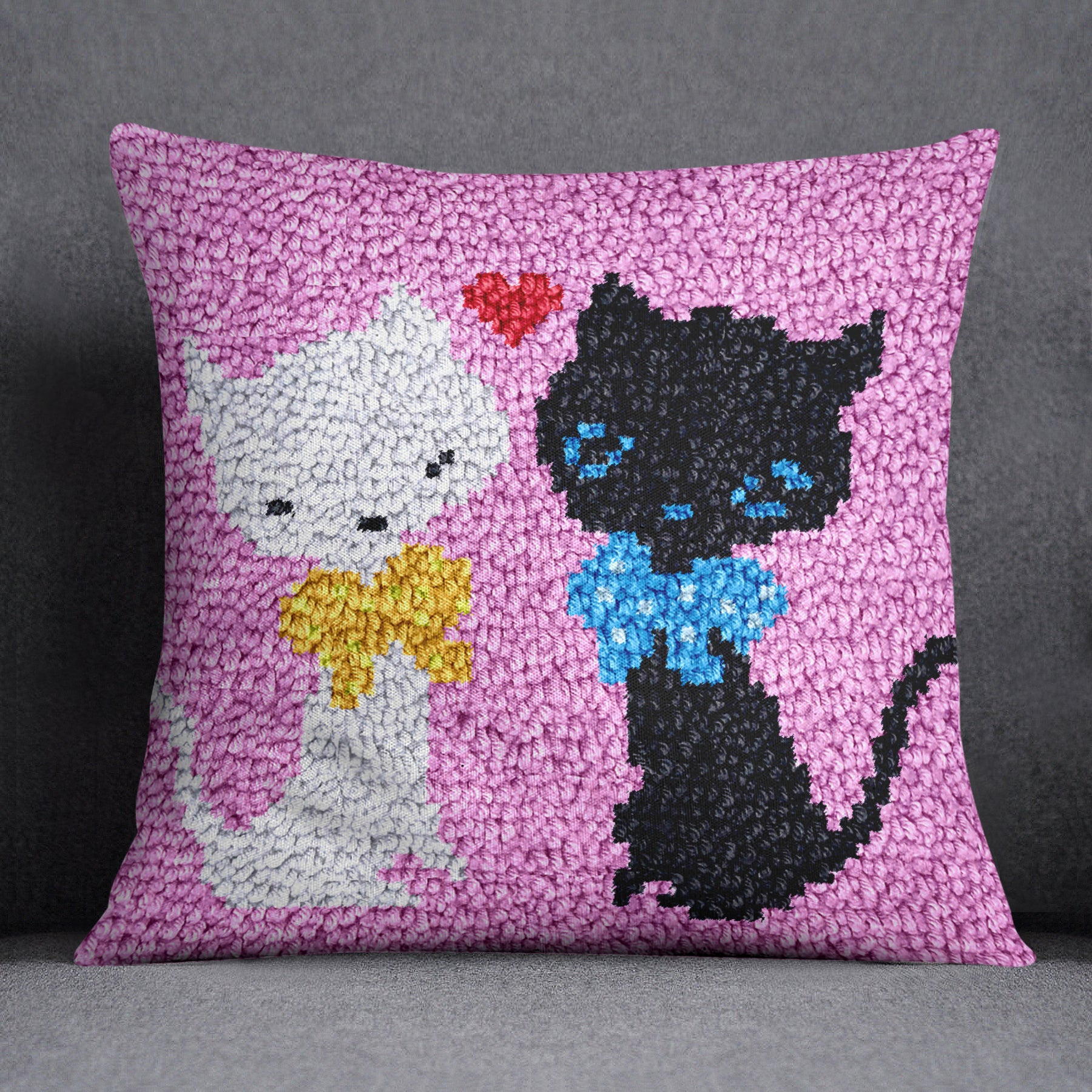 Whimsical Cat Companions - Latch Hook Pillow Kit