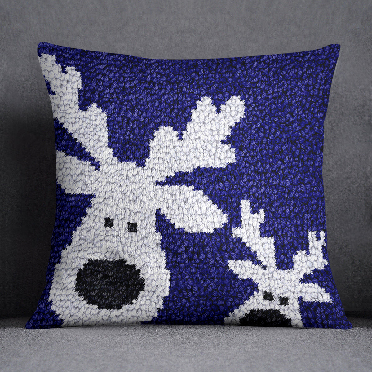 Whimsical Winter Reindeer - Latch Hook Pillow Kit