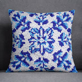 Ocean Blue Floral Mosaic - Latch Hook Pillow Kit