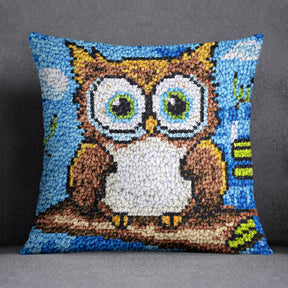 Whimsical Owl Plush Art - Latch Hook Pillow Kit