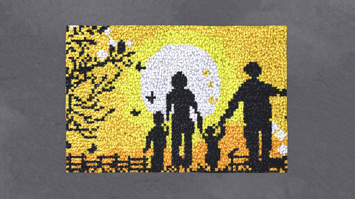 Golden Family Silhouette - Latch Hook Rug Kit