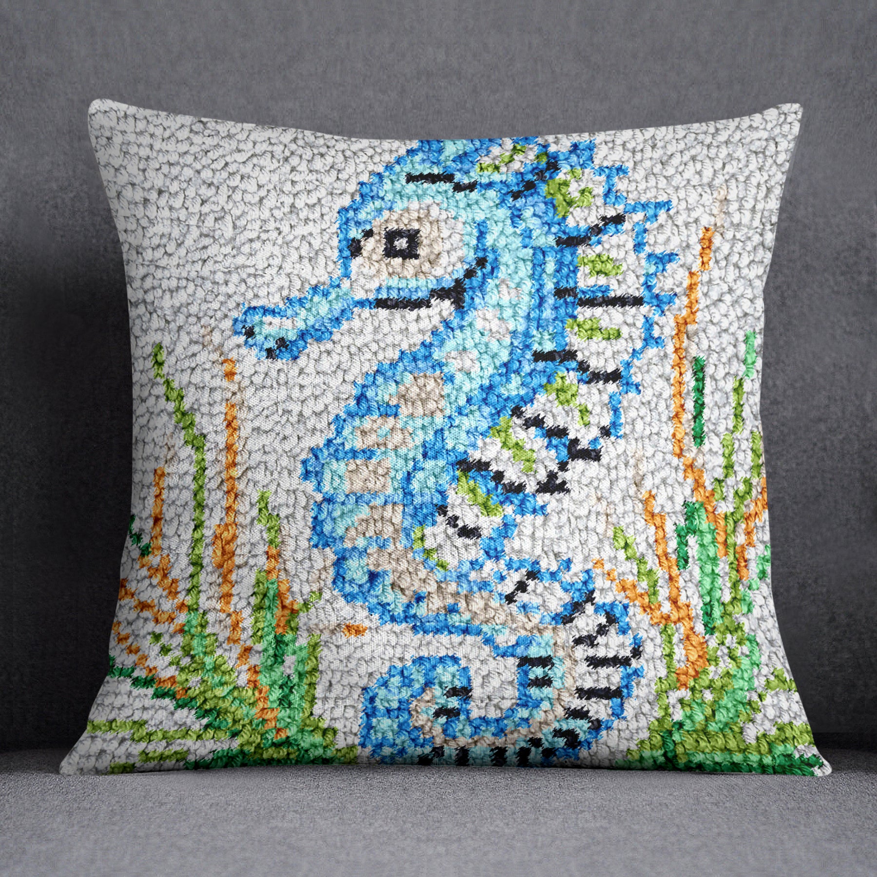 Enchanting Seahorse Embroidery - Latch Hook Pillow Kit