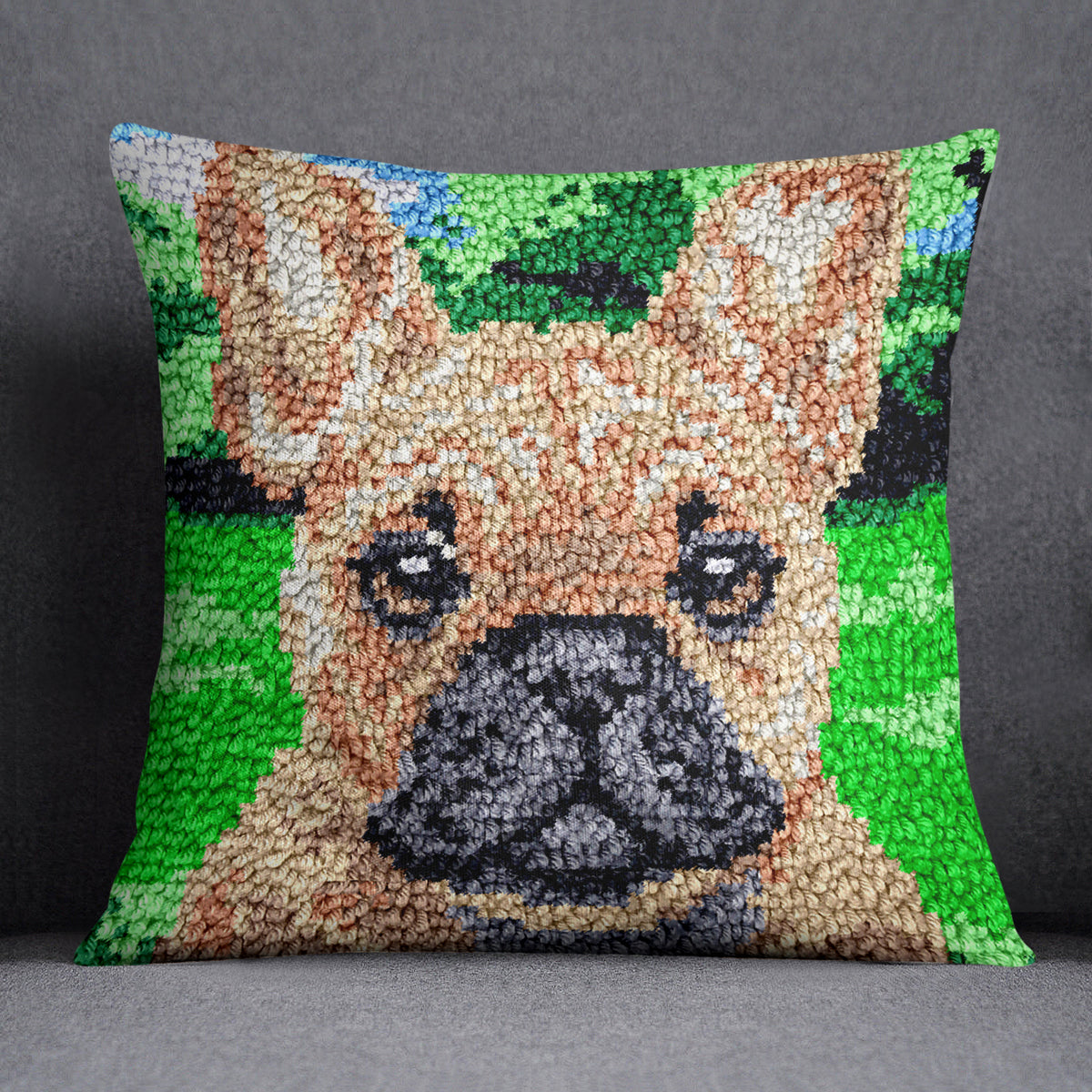 Adorable French Bulldog Portrait - Latch Hook Pillow Kit