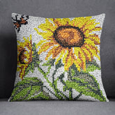 Cheerful Sunflowers and Busy Bee - Latch Hook Pillow Kit