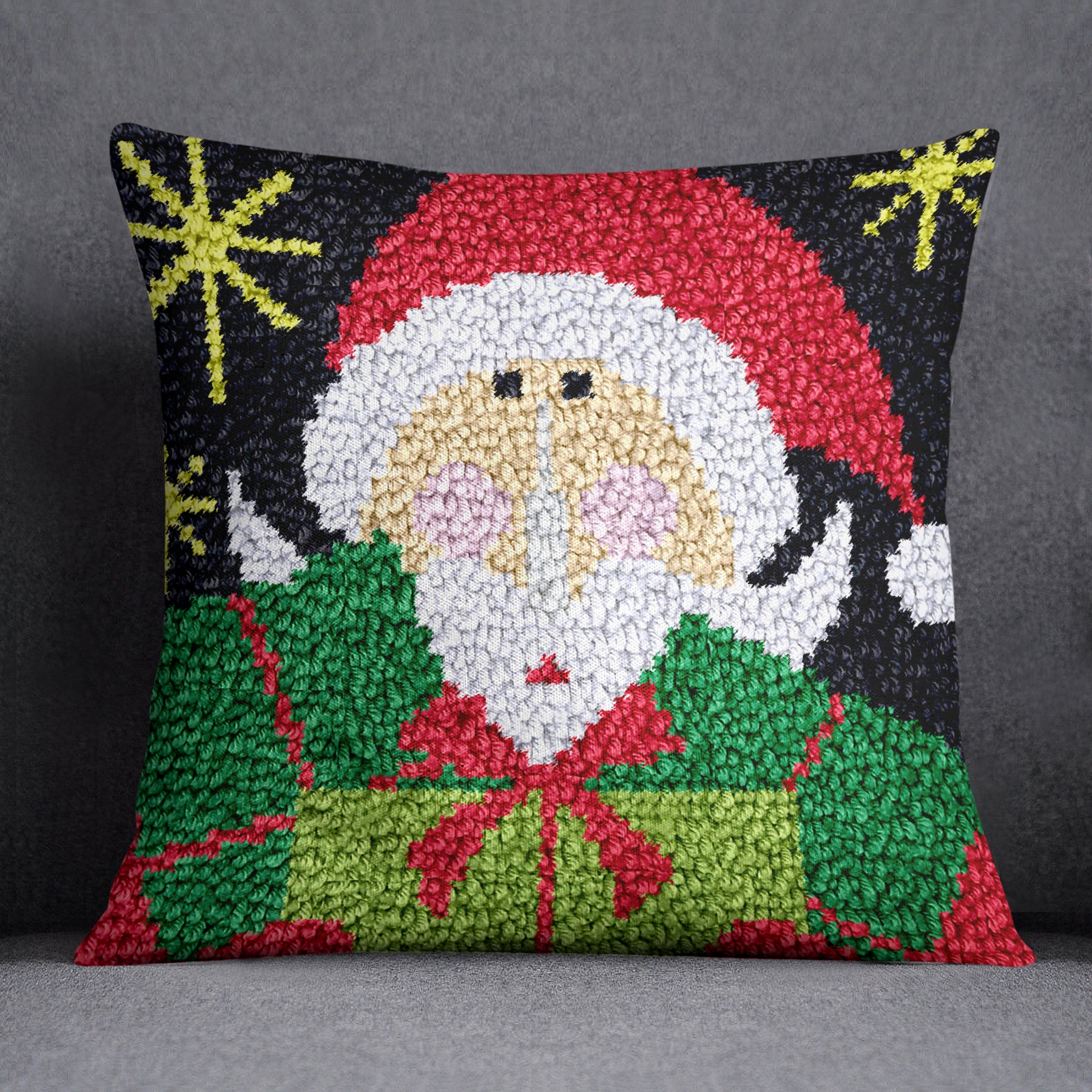 Whimsical Elf Santa - Latch Hook Pillow Kit