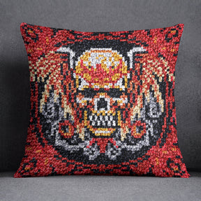 Vivid Skull Emblem - Latch Hook Pillow Kit