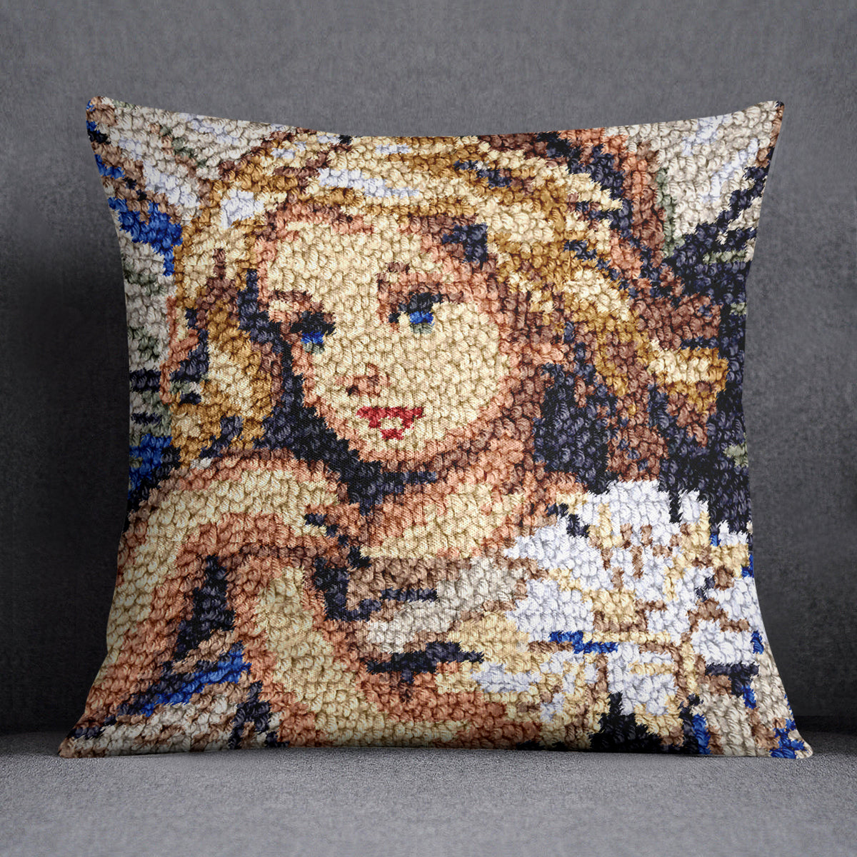 Angelic Whispers: A Tapestry of Innocence - Latch Hook Pillow Kit