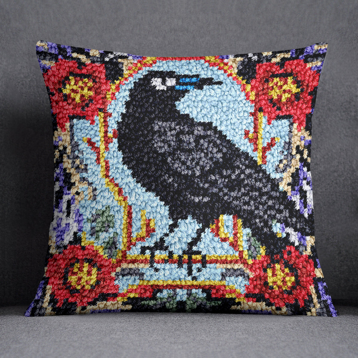 Midnight Songbird - Latch Hook Pillow Kit