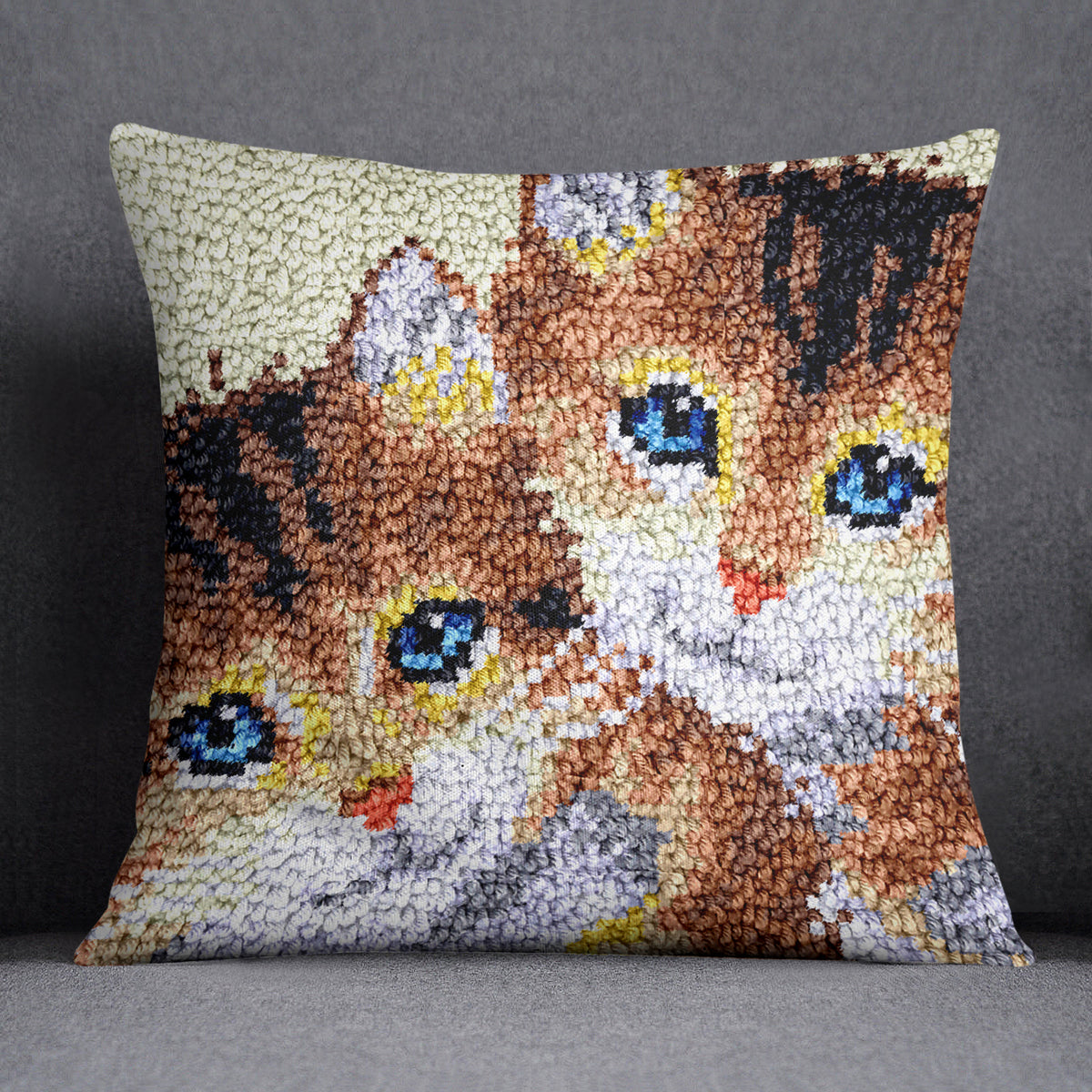 Adorable Kittens Hooked - Latch Hook Pillow Kit