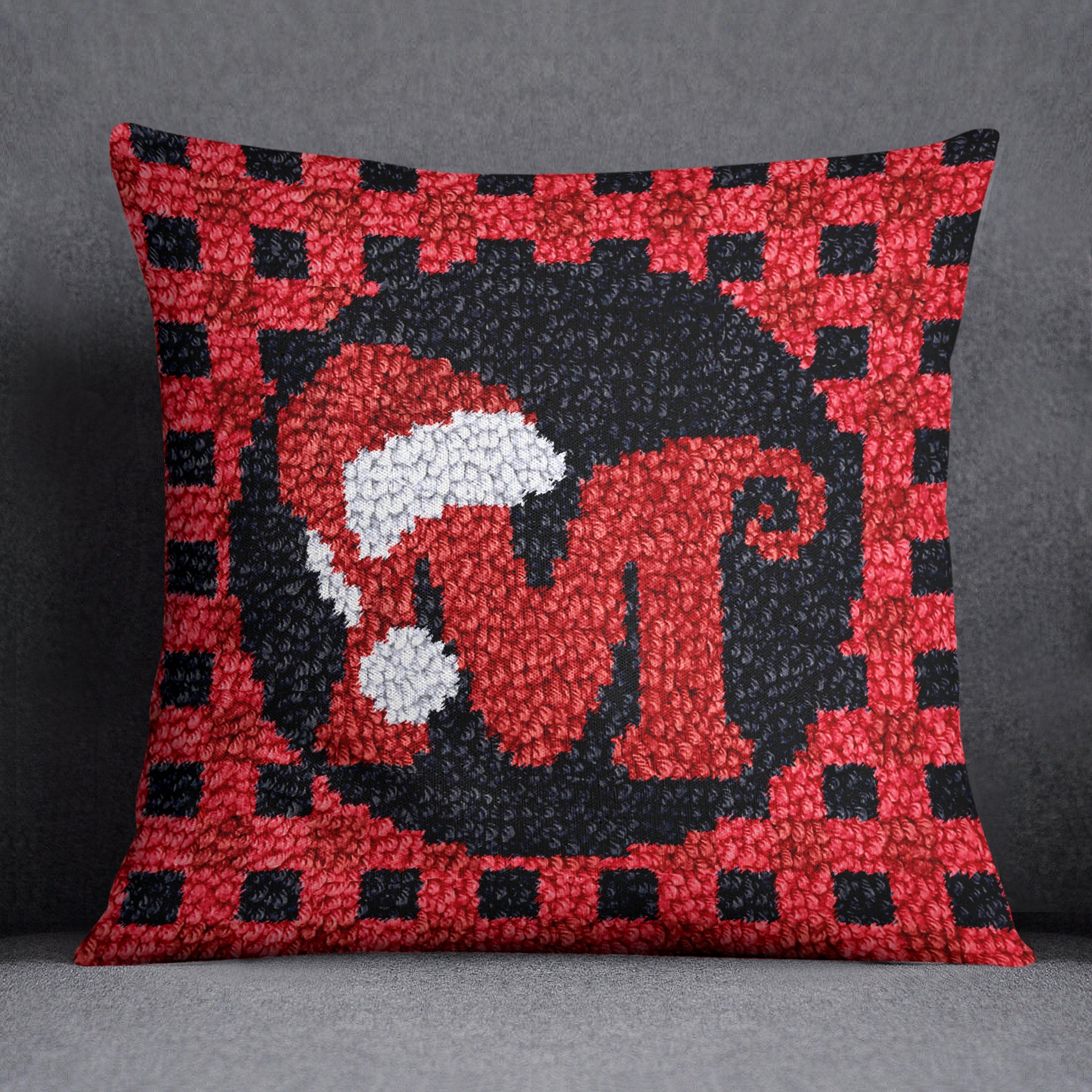 Festive Monogrammed Mat - Latch Hook Pillow Kit