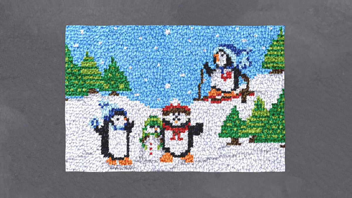 Winter Wonderland Penguins - Latch Hook Rug Kit