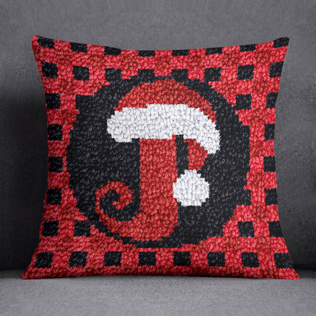 Joyful Festive Santa Icon - Latch Hook Pillow Kit