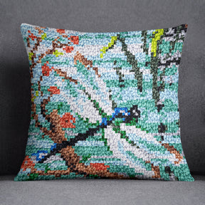 Serenity of Nature: Dragonfly in Bloom - Latch Hook Pillow Kit