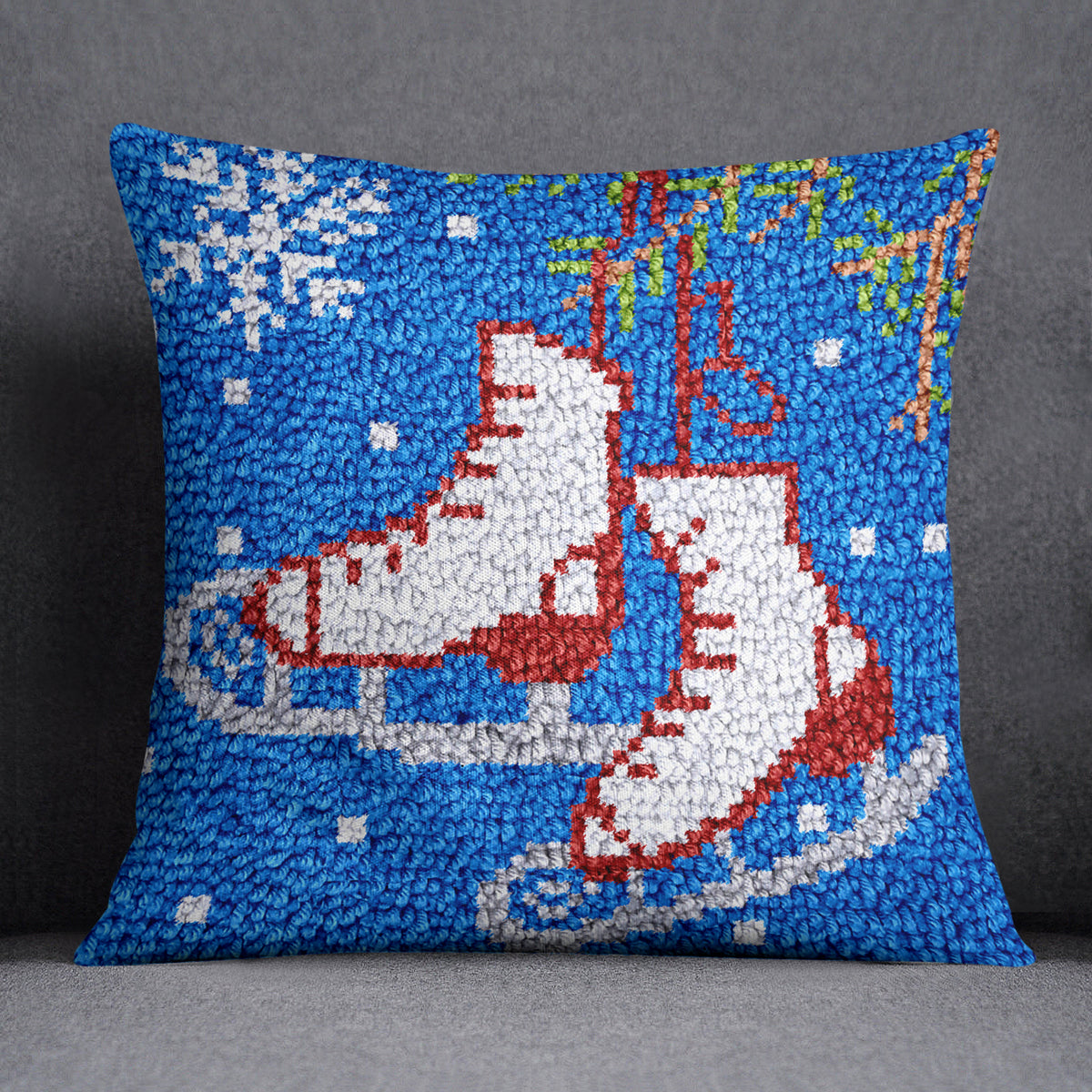 Winter Whirl: Ice Skating Bliss - Latch Hook Pillow Kit