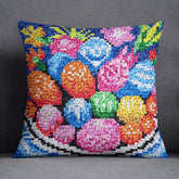 Vibrant Delight: A Colorful Bowl of Joy - Latch Hook Pillow Kit