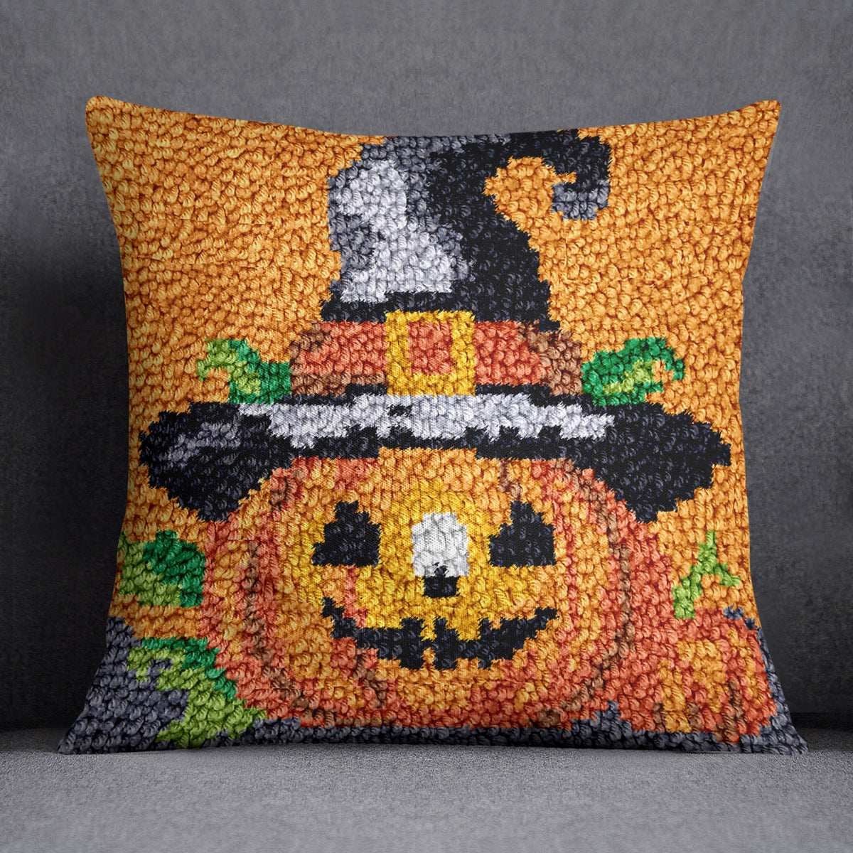 Whimsical Halloween Pumpkin - Latch Hook Pillow Kit