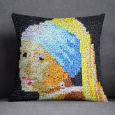 Textured Elegance: The Girl with a Pearl Earring - Latch Hook Pillow Kit