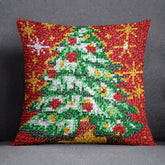 Vibrant Christmas Tree Tapestry - Latch Hook Pillow Kit