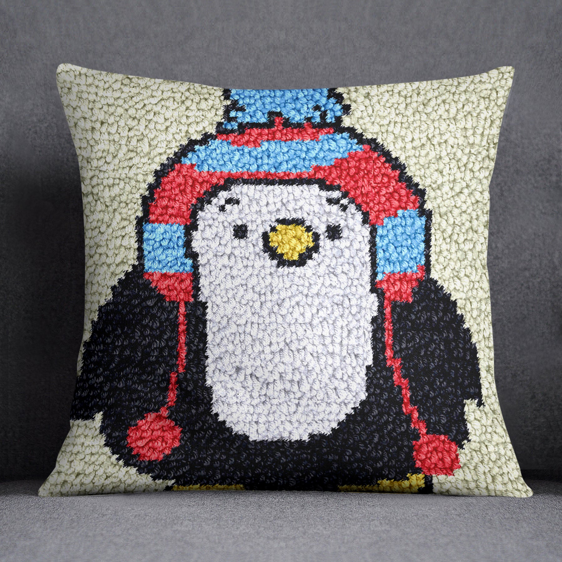 Cozy Penguin Delight - Latch Hook Pillow Kit