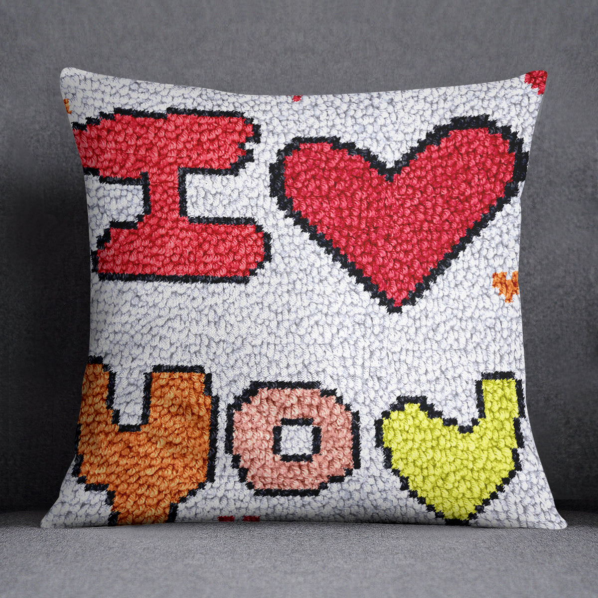 Colorful Love Text Artwork - Latch Hook Pillow Kit