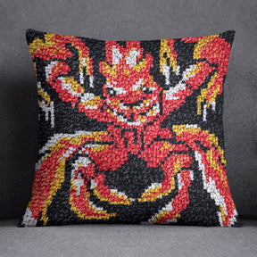 Crimson Fury: The Fiery Crab - Latch Hook Pillow Kit